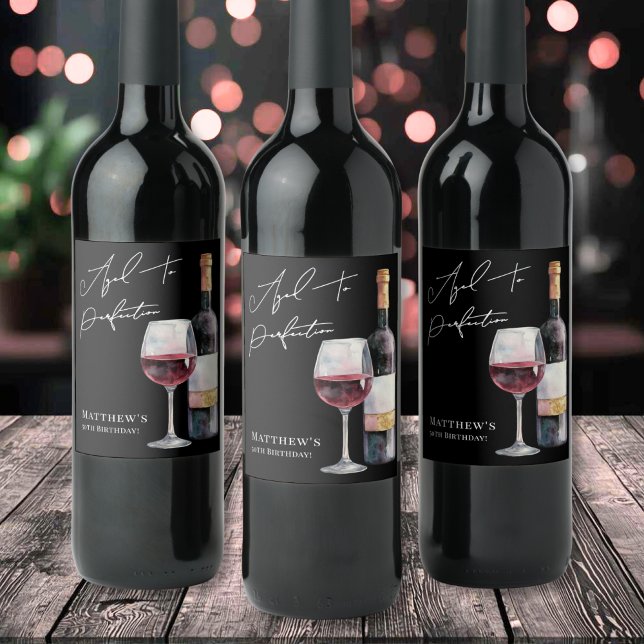 Etiqueta Para Botella De Vino Aged To Perfection Birthday Wine (Aged To Perfection Birthday Wine Label)