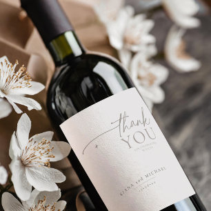 Etiqueta Para Botella De Vino Agradable Polvo de Agradecimiento de Boda Chic Neu