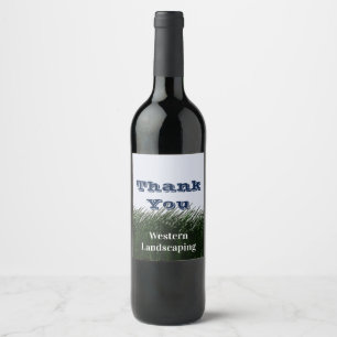 Etiqueta Para Botella De Vino Agradecimiento al Cliente Césped Verde Gracias
