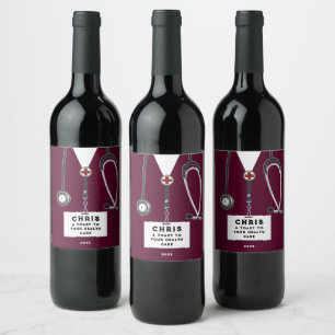 Etiqueta Para Botella De Vino Agradecimiento al médico