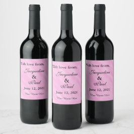 Etiqueta Para Botella De Vino Agradecimiento de Boda de Acuarela Rosa Claro