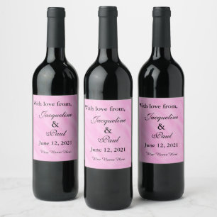 Etiqueta Para Botella De Vino Agradecimiento de Boda de Acuarela Rosa Claro