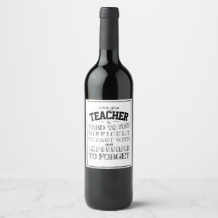 Etiqueta Para Botella De Vino Agradecimiento del profesor de botella de vino Gra