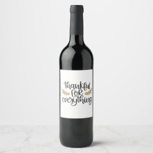 Etiqueta Para Botella De Vino Agradecimiento por todo Gracioso Día de Acción de