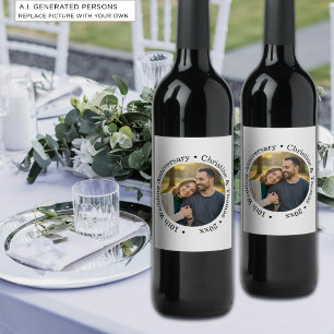 Etiqueta Para Botella De Vino Agrega tu propia foto de pareja 10º aniversario de