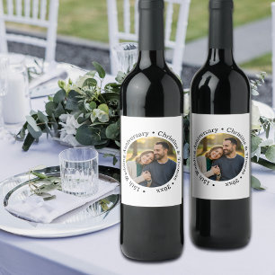 Etiqueta Para Botella De Vino Agrega tu propia foto de pareja 15º aniversario de