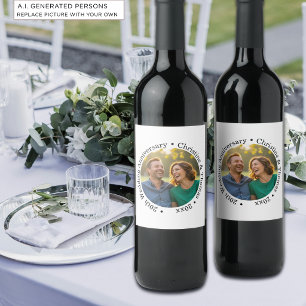 Etiqueta Para Botella De Vino Agrega tu propia foto de pareja 20º aniversario de