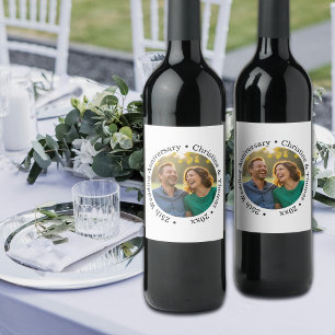 Etiqueta Para Botella De Vino Agrega tu propia foto de pareja 25º aniversario de