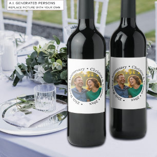 Etiqueta Para Botella De Vino Agrega tu propia foto de pareja 25º aniversario de