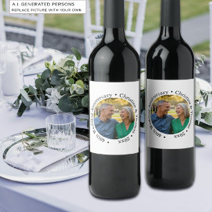 Etiqueta Para Botella De Vino Agrega tu propia foto de pareja 40 aniversario de 
