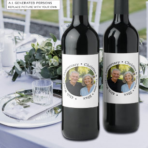 Etiqueta Para Botella De Vino Agrega tu propia foto de pareja 45 aniversario de