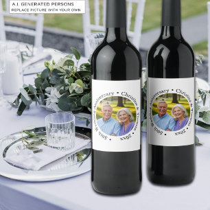 Etiqueta Para Botella De Vino Agrega Tu Propia Foto de Pareja 50 Aniversario de