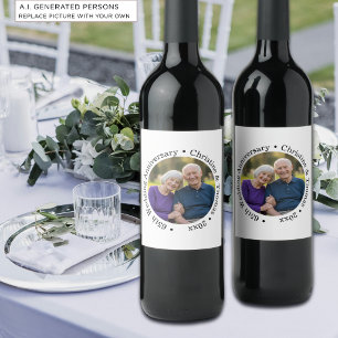 Etiqueta Para Botella De Vino Agrega tu propia foto de pareja 65º aniversario de