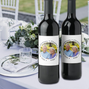 Etiqueta Para Botella De Vino Agrega tu propia foto de pareja Aniversario de bod