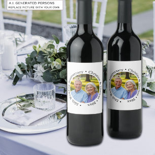 Etiqueta Para Botella De Vino Agrega tu propia foto de pareja Aniversario de bod