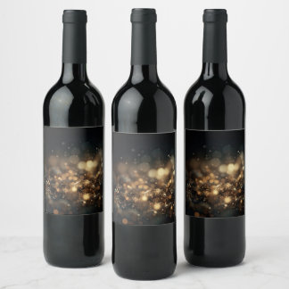 Etiqueta Para Botella De Vino Agrega tu propio texto - Bokeh dorado con brillo