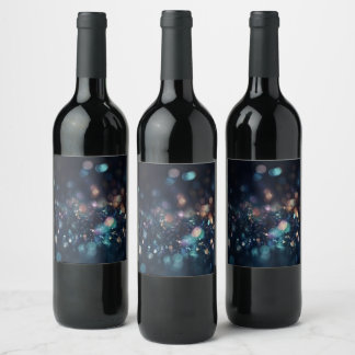 Etiqueta Para Botella De Vino Agrega tu propio texto - Brillo Bokeh Oscuro