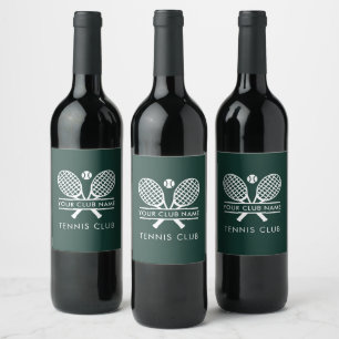 Etiqueta Para Botella De Vino Agregar nombre del club de tenis verde personaliza