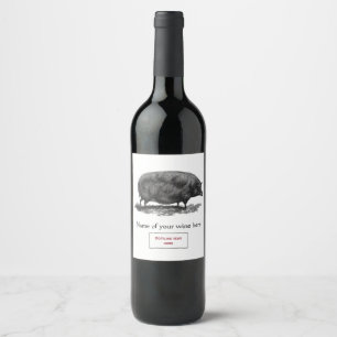 Etiqueta Para Botella De Vino Aguafuerte del cerdo del vintage