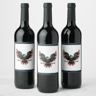 Etiqueta Para Botella De Vino Águila calva norteamericana/estadounidense patriót