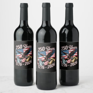 Etiqueta Para Botella De Vino Águila patriótica estadounidense del 4 de julio