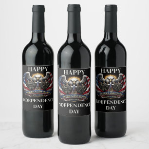 Etiqueta Para Botella De Vino Águila Patriótica y Tributo Militar América 250