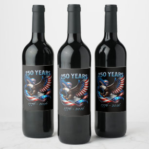 Etiqueta Para Botella De Vino Águila y bandera patrióticas 250 años 1776-2026