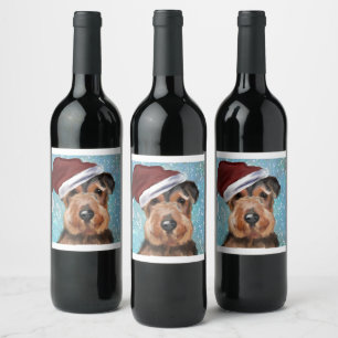 ETIQUETA PARA BOTELLA DE VINO AIREDALE TERRIER