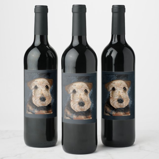 ETIQUETA PARA BOTELLA DE VINO AIREDALE TERRIER (Botellas)