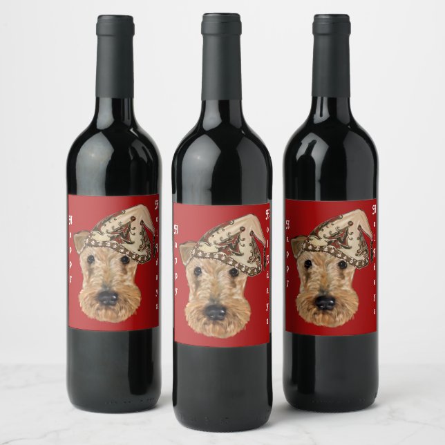 ETIQUETA PARA BOTELLA DE VINO AIREDALE TERRIER (Botellas)