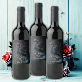 Etiqueta Para Botella De Vino Alas de la libertad el cisne negro en el patinaje.