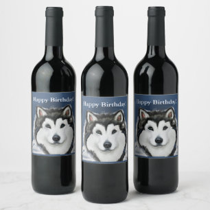 Etiqueta Para Botella De Vino Alaskan Malamute