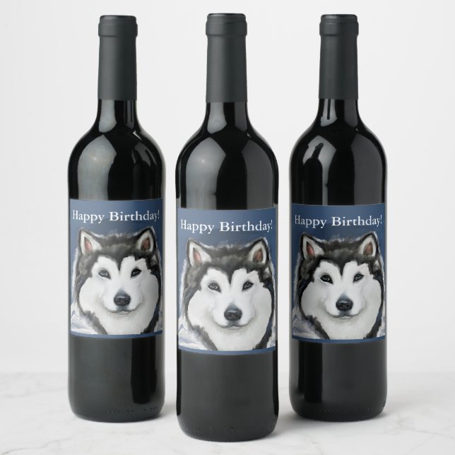 Etiqueta Para Botella De Vino Alaskan Malamute (Botellas)