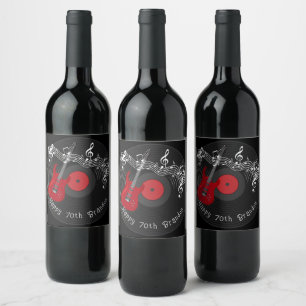 Etiqueta Para Botella De Vino Álbum de música rock de guitarra roja Cumpleaños