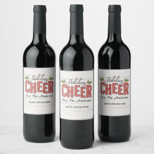 Etiqueta Para Botella De Vino Alegría Navideña Rústica