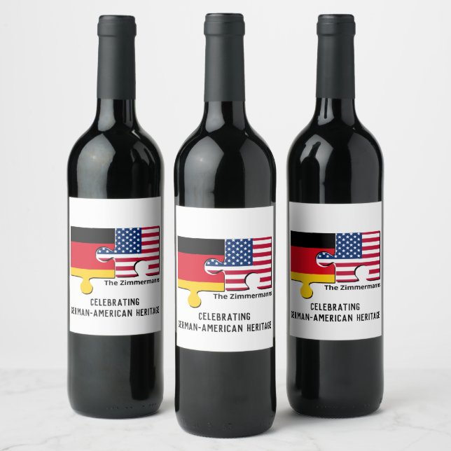 Etiqueta Para Botella De Vino ALEMÁN-AMERICANO personalizado (Botellas)
