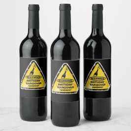 Etiqueta Para Botella De Vino Alerta divertida de resaca de cumpleaños