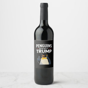 Etiqueta Para Botella De Vino Aletas de pingüino arriba resisten a los pingüinos