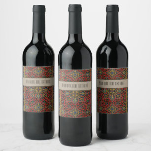Etiqueta Para Botella De Vino Alfombra de estilo clásico persa roja azul