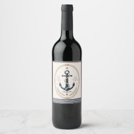 Etiqueta Para Botella De Vino Alfombrilla náutica clásica de Sailorcore