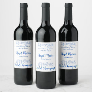 Etiqueta Para Botella De Vino Algo Azul Antes de Hacer Chic Vintage Nupcial
