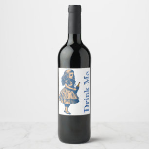 Etiqueta Para Botella De Vino Alice Wonderland Silhouette Bebe Me Label Wine