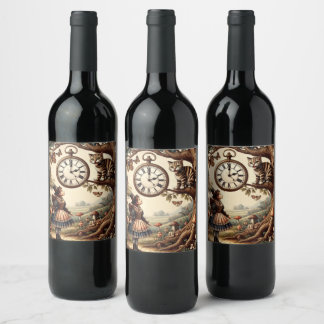 Etiqueta Para Botella De Vino Alice y el Gato de Cheshire: Fantasía Caprichosa d