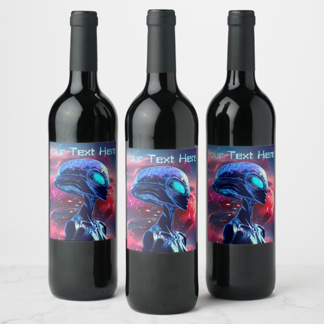 Etiqueta Para Botella De Vino Alien Wisdom Psychedelic Scifi Art (Botellas)