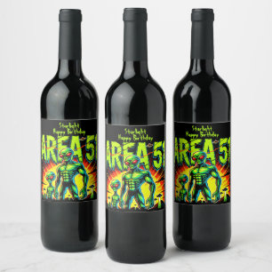 Etiqueta Para Botella De Vino Alienígenas Enigmáticos Aparecen Cerca del Área 51