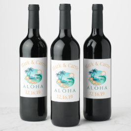 Etiqueta Para Botella De Vino Aloha Tropical Personalizado