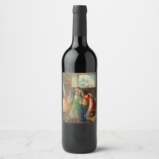 Etiqueta Para Botella De Vino Alquimista de Newell Convers Wyeth (Anverso)