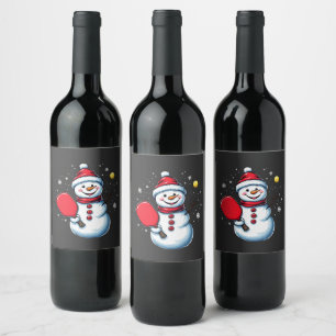 Etiqueta Para Botella De Vino Amante de los Navidades deportivos de bola de niev