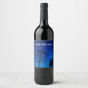 Etiqueta Para Botella De Vino Amantes bajo una luna llena    