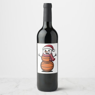 Etiqueta Para Botella De Vino Amantes deportivos de los Navidades de baloncesto 